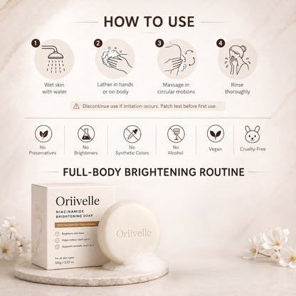 💖💖Oriivelle Niacinamide Brightening Soap, With Alpha‑Arbutin & Tranexamic Acid, Fade Dark Spots & Post‑Acne Marks, Gentle Deep Cleansing Bar For All Skin Types